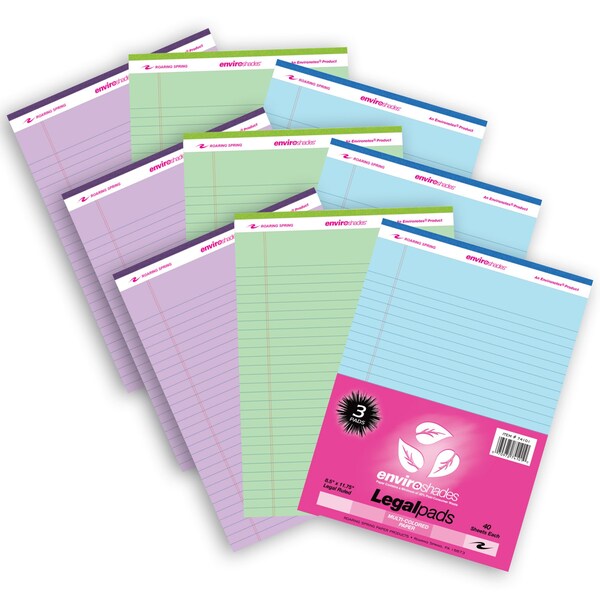Roaring Spring Paper Products Enviroshades Legal Pad, Standard, 3 Assorted Colors Per Set, 9PK 74101 - main